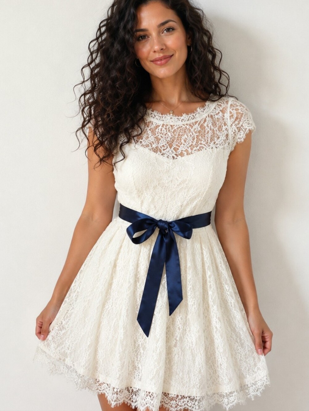 Xscape ivory lace dress tulle lined coquette  fit & flare Party dress sz 14